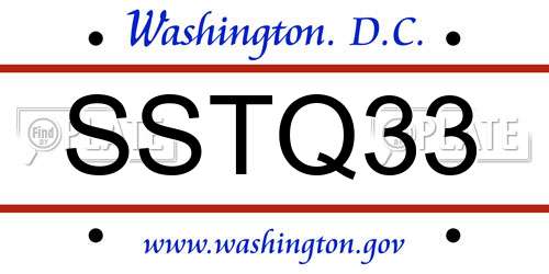 SSTQ33 District Of Columbia License Plate