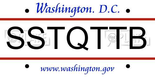 SSTQTTB District Of Columbia License Plate