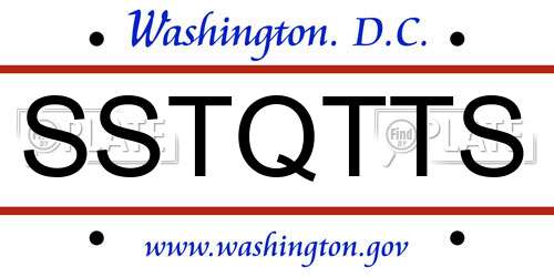 SSTQTTS District Of Columbia License Plate