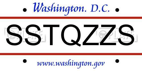 SSTQZZS District Of Columbia License Plate