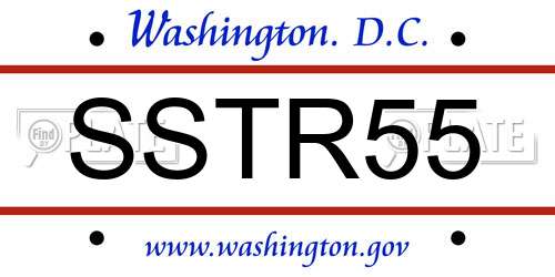 SSTR55 District Of Columbia License Plate