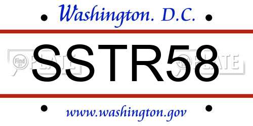 SSTR58 District Of Columbia License Plate