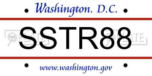 SSTR88 District Of Columbia License Plate
