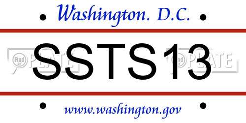 SSTS13 District Of Columbia License Plate