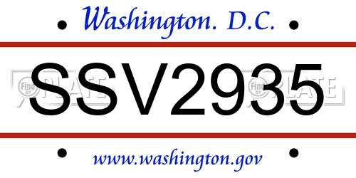 SSV2935 District Of Columbia License Plate