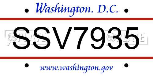 SSV7935 District Of Columbia License Plate