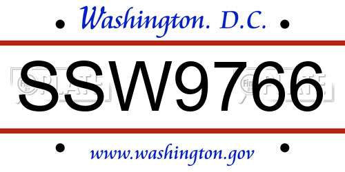 SSW9766 District Of Columbia License Plate