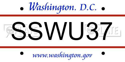 SSWU37 District Of Columbia License Plate