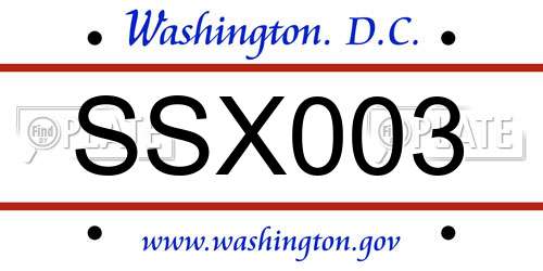 SSX003 District Of Columbia License Plate