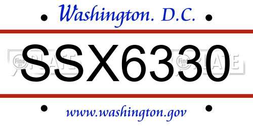 SSX6330 District Of Columbia License Plate