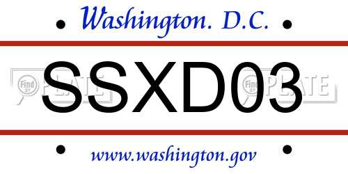 SSXD03 District Of Columbia License Plate
