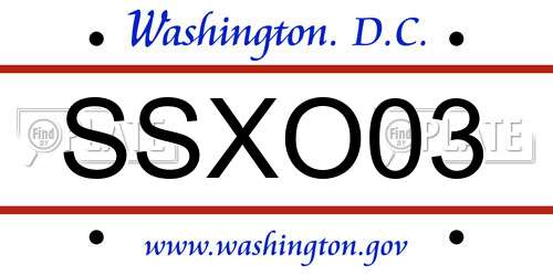 SSXO03 District Of Columbia License Plate