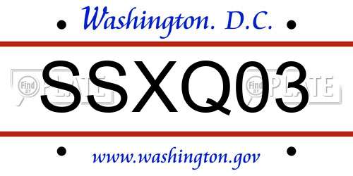 SSXQ03 District Of Columbia License Plate
