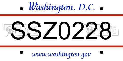 SSZ0228 District Of Columbia License Plate