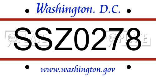 SSZ0278 District Of Columbia License Plate