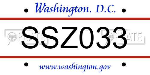 SSZ033 District Of Columbia License Plate