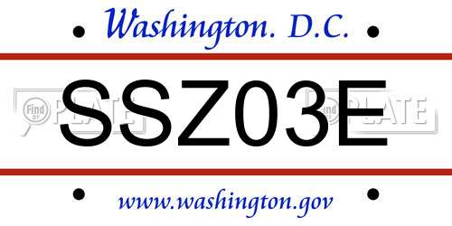 SSZ03E District Of Columbia License Plate