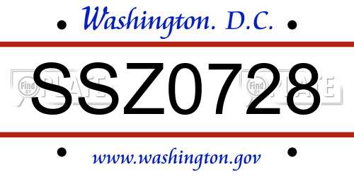 SSZ0728 District Of Columbia License Plate