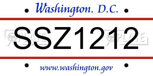 SSZ1212 District Of Columbia License Plate