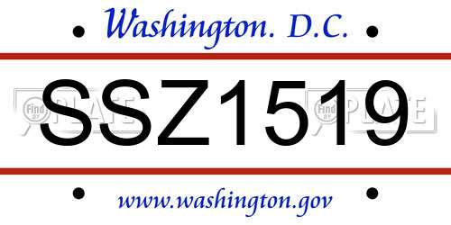SSZ1519 District Of Columbia License Plate