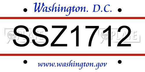 SSZ1712 District Of Columbia License Plate