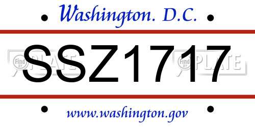 SSZ1717 District Of Columbia License Plate