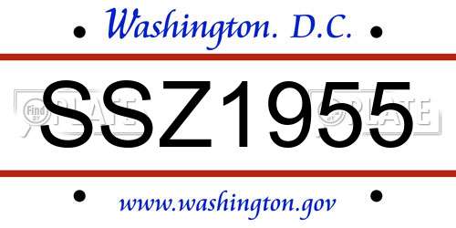SSZ1955 District Of Columbia License Plate