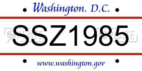 SSZ1985 District Of Columbia License Plate