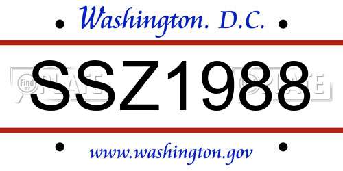 SSZ1988 District Of Columbia License Plate