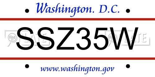 SSZ35W District Of Columbia License Plate