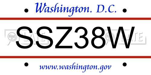 SSZ38W District Of Columbia License Plate