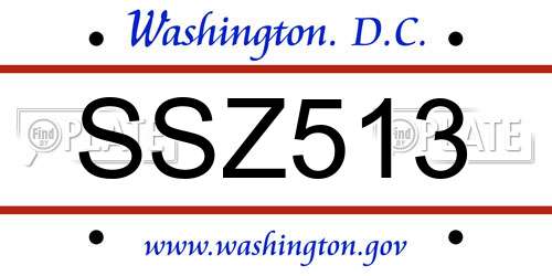 SSZ513 District Of Columbia License Plate