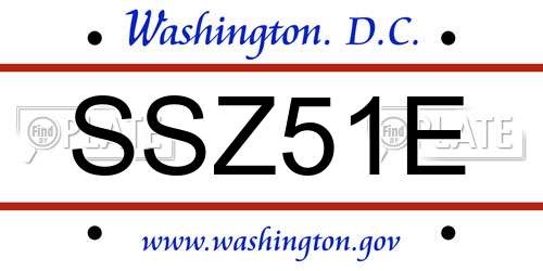 SSZ51E District Of Columbia License Plate