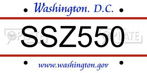 SSZ550 District Of Columbia License Plate