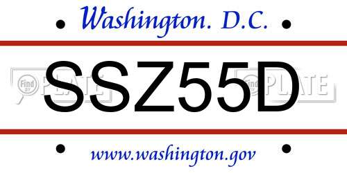 SSZ55D District Of Columbia License Plate