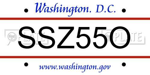 SSZ55O District Of Columbia License Plate