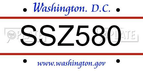 SSZ580 District Of Columbia License Plate