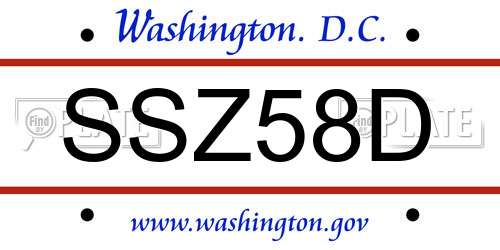 SSZ58D District Of Columbia License Plate