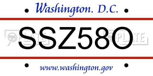 SSZ58O District Of Columbia License Plate