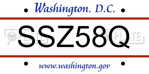 SSZ58Q District Of Columbia License Plate