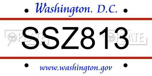 SSZ813 District Of Columbia License Plate