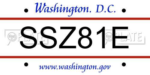 SSZ81E District Of Columbia License Plate