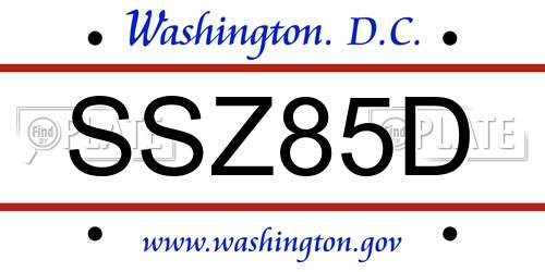 SSZ85D District Of Columbia License Plate