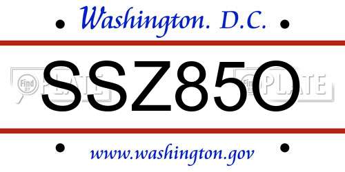 SSZ85O District Of Columbia License Plate