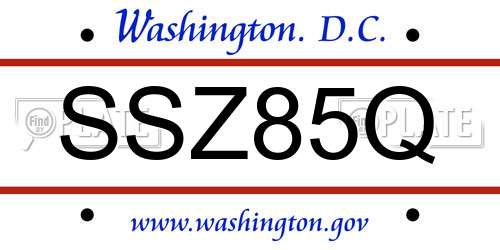 SSZ85Q District Of Columbia License Plate