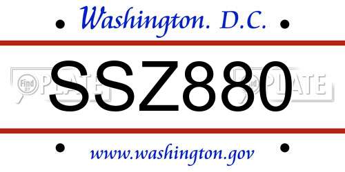 SSZ880 District Of Columbia License Plate