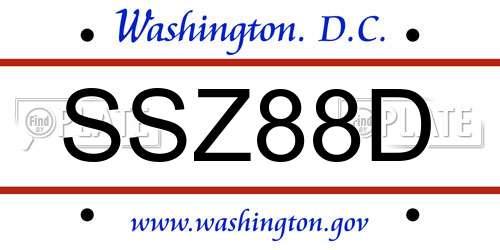 SSZ88D District Of Columbia License Plate