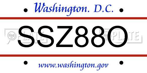 SSZ88O District Of Columbia License Plate