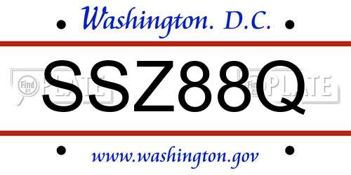 SSZ88Q District Of Columbia License Plate