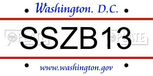 SSZB13 District Of Columbia License Plate